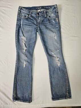 Silver Jeans Co Bootleg Y2k Lowrise Distressed Light Women's Jeans Size 29
